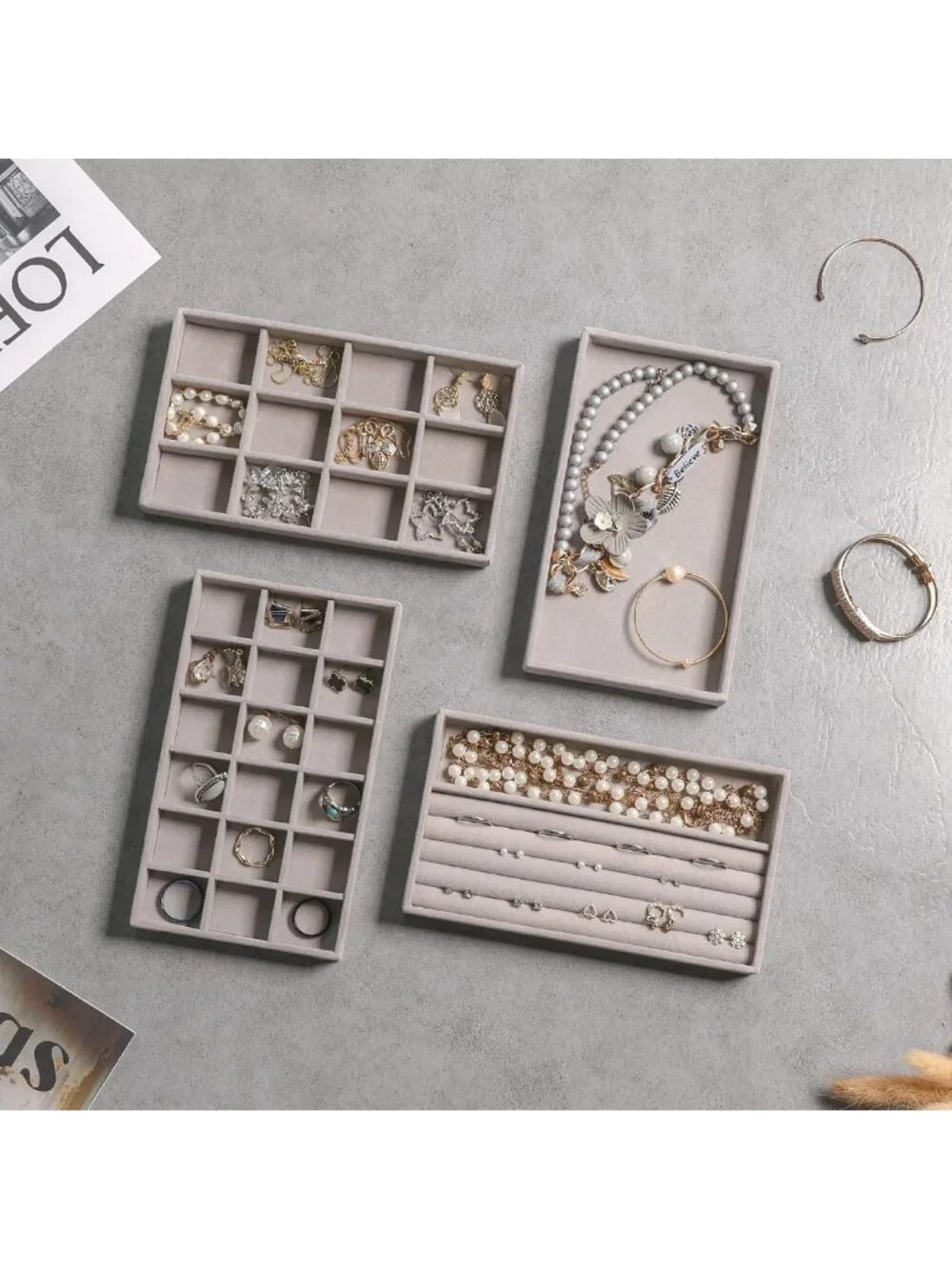 Jewelry Organizer Set of 9 - Stylish Drawer Trays for Accessories Storage